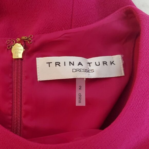Trina Turk Halter Shift Dress Womens Size 2 Magenta Pink Back Zip Metal Detail - Picture 3 of 15